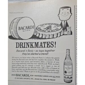Vintage 1964 Bacardi Rum Schweppes Advertisement Print Ad Drinkmates